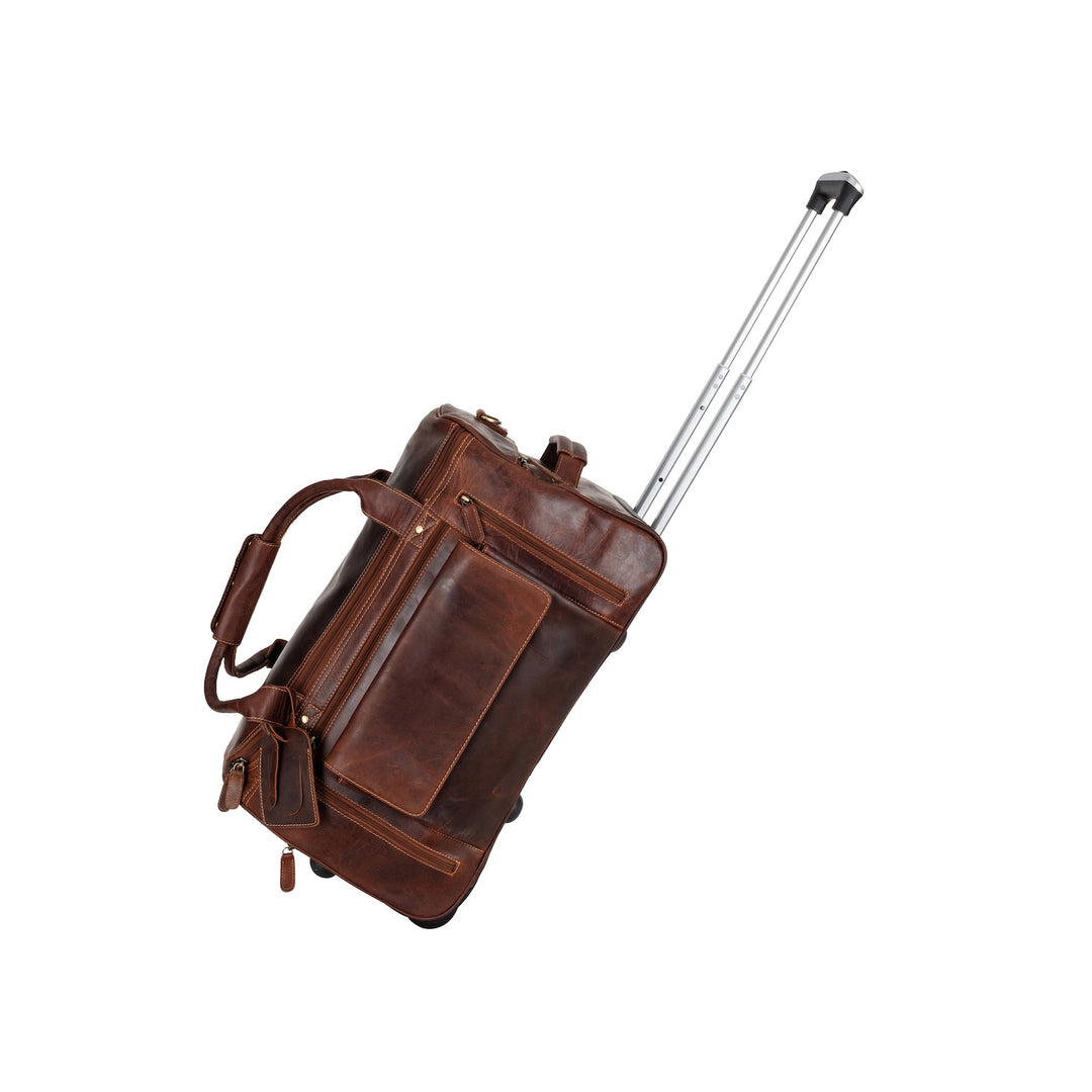 Greenwood “Pathfinder” Leather Wheeled Duffel/Travel Bag– Sandal - Greenwood Leather
