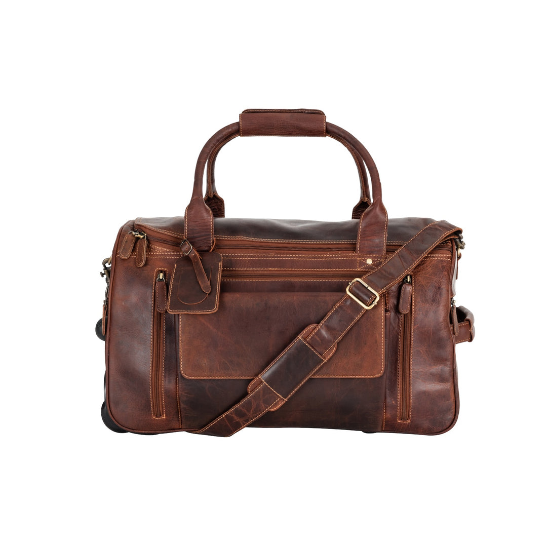 Greenwood “Pathfinder” Leather Wheeled Duffel/Travel Bag– Sandal - Greenwood Leather