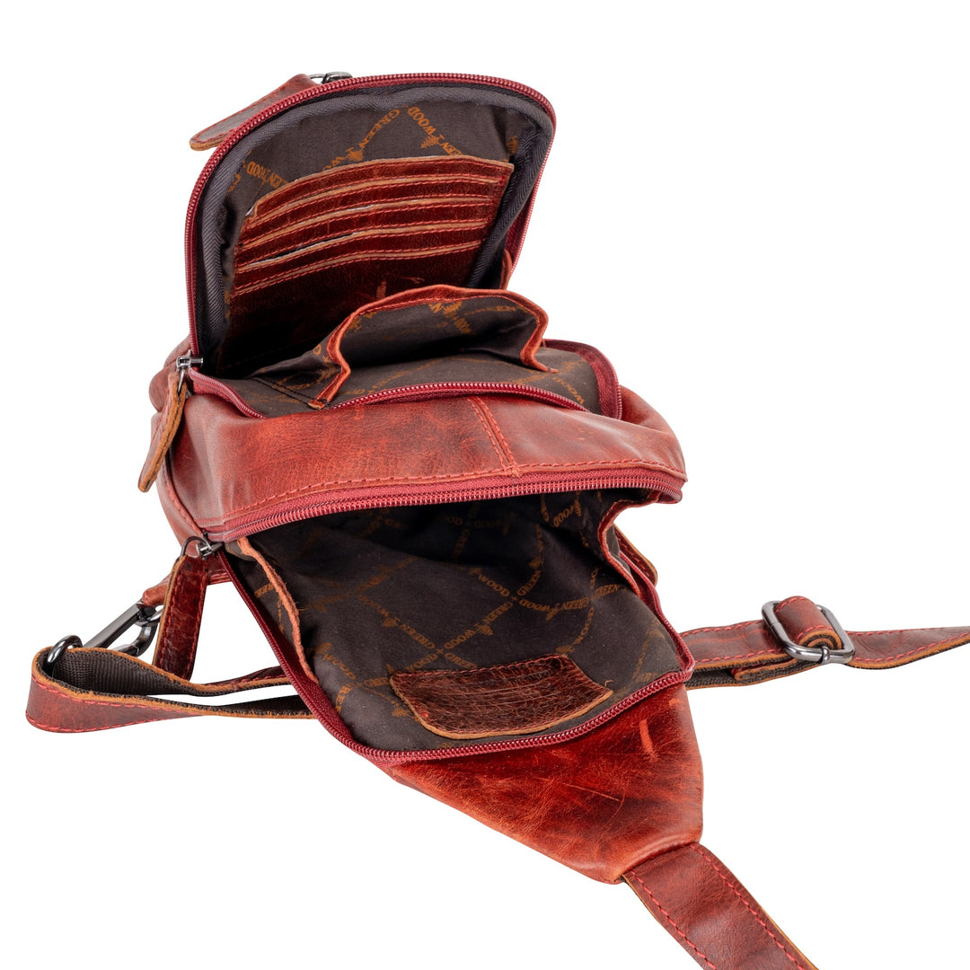 Leather Sling Bag Red- Waxy Ajax - Greenwood Leather