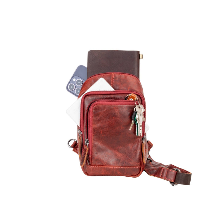 Leather Sling Bag Red- Waxy Ajax - Greenwood Leather