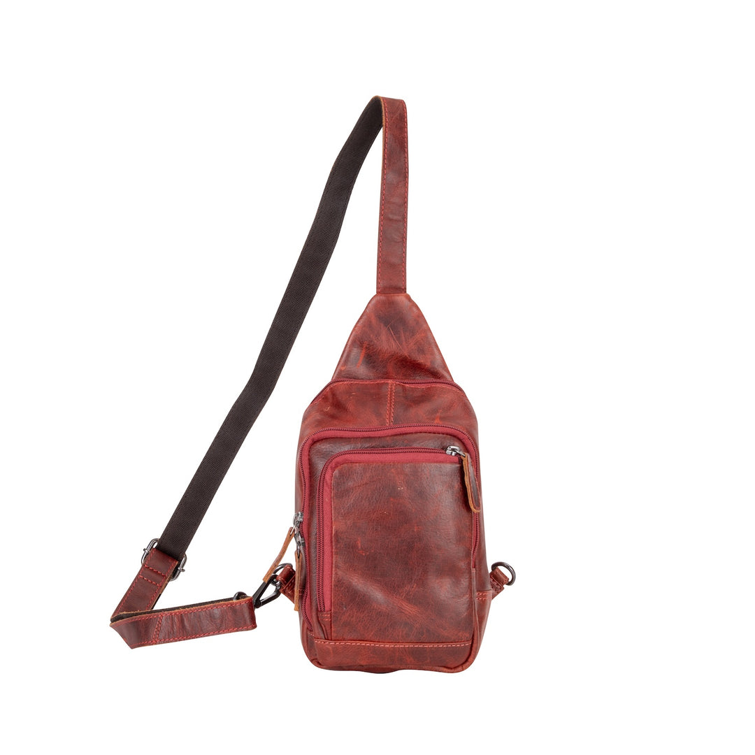 Leather Sling Bag Red- Waxy Ajax - Greenwood Leather