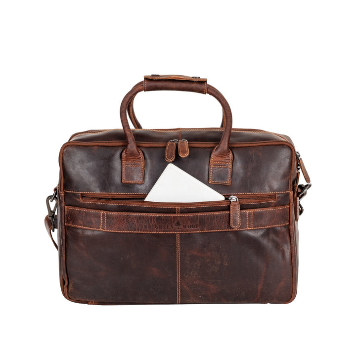 Brown Leather Laptop Bag – Peter Messenger Bag for Men, Fits 16" MacBook Pro - Greenwood Leather