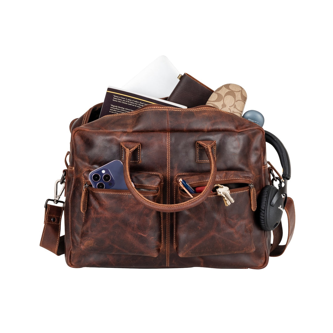 Brown Leather Laptop Bag – Peter Messenger Bag for Men, Fits 16" MacBook Pro - Greenwood Leather