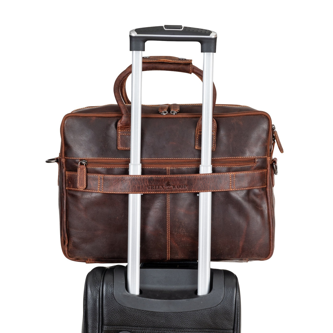 Brown Leather Laptop Bag – Peter Messenger Bag for Men, Fits 16" MacBook Pro - Greenwood Leather