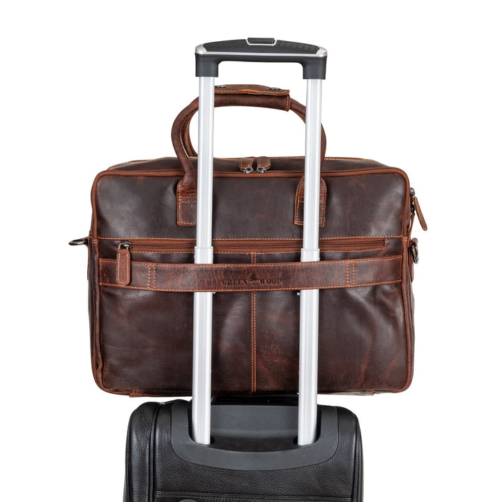 Brown Leather Laptop Bag – Peter Messenger Bag for Men, Fits 16" MacBook Pro - Greenwood Leather