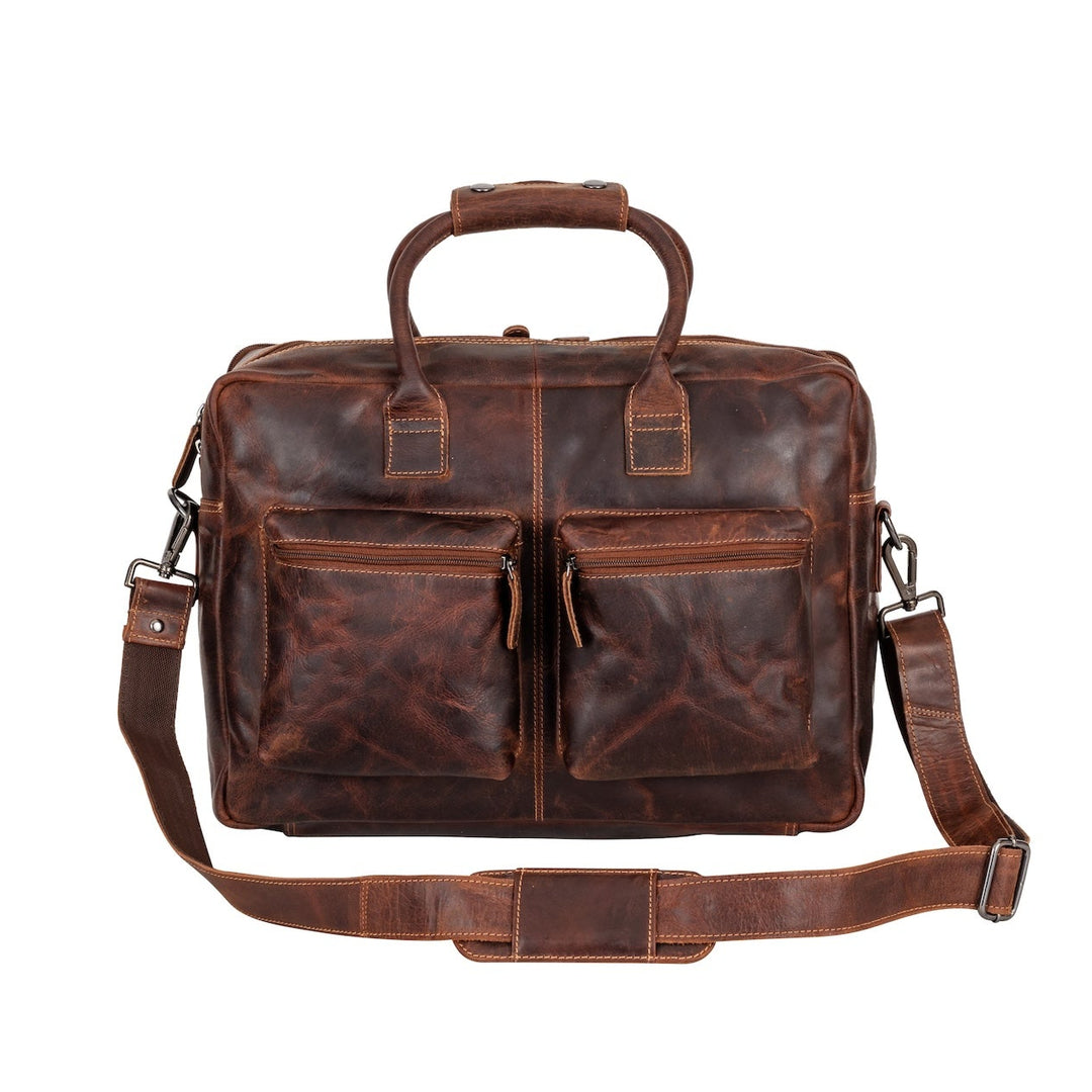 Brown Leather Laptop Bag – Peter Messenger Bag for Men, Fits 16" MacBook Pro - Greenwood Leather