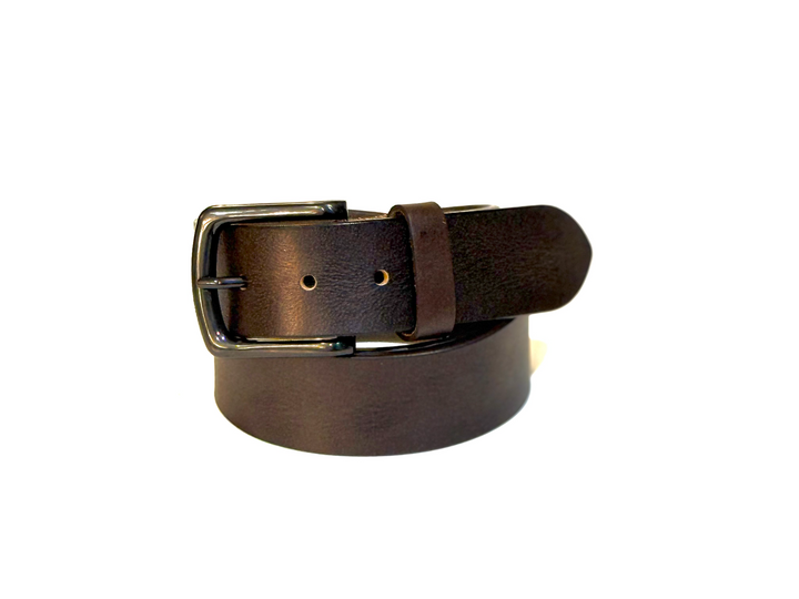 Leather Dark Brown Belt with Black Buckle Jeans - M - Greenwood Leather