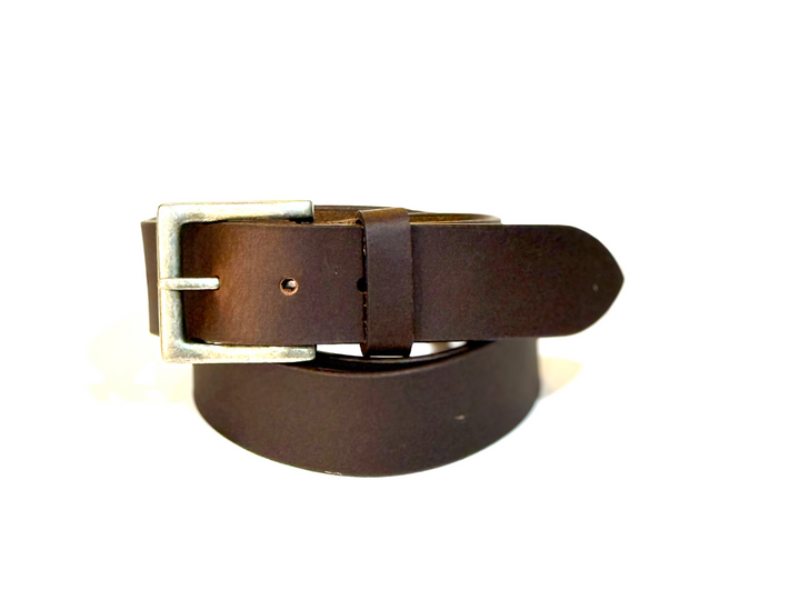 Leather Brown Belt with Silver Buckle Jeans - S - Greenwood Leather