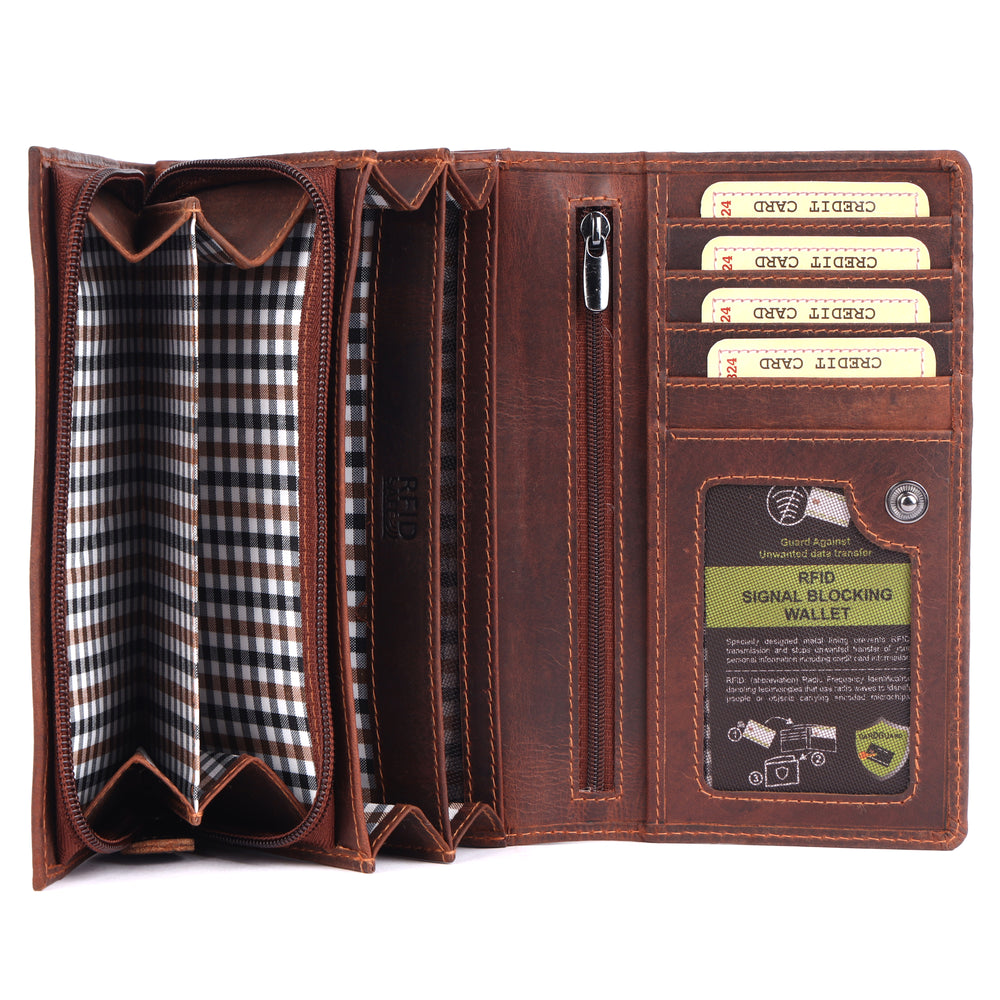 Leather Wallet RFID Travel Organiser Wallet/Clutch - Savannah - Greenwood Leather