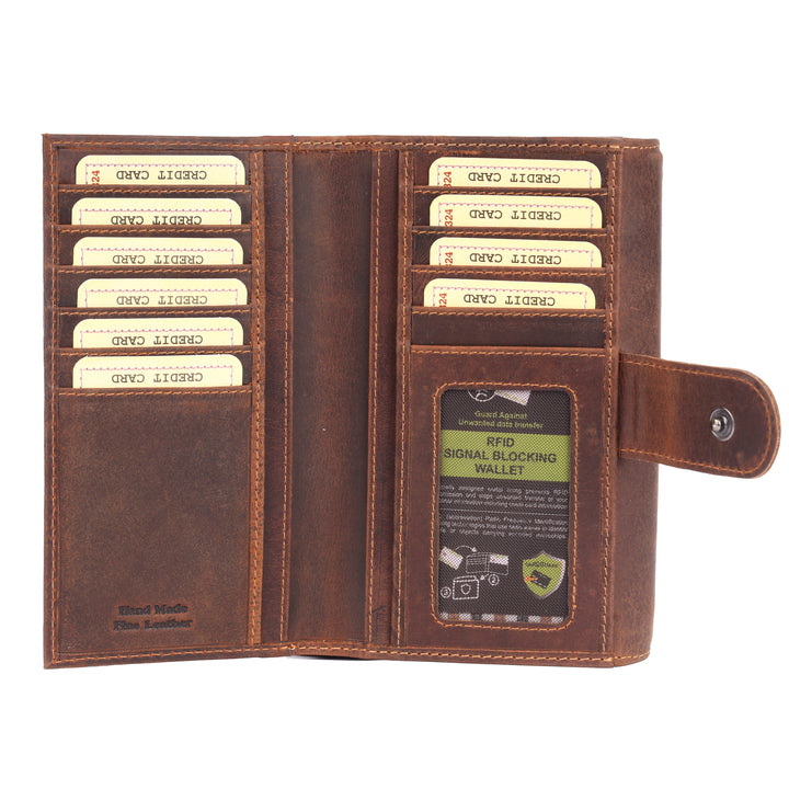 Leather Wallet RFID Travel Organiser Wallet/Clutch - Savannah - Greenwood Leather