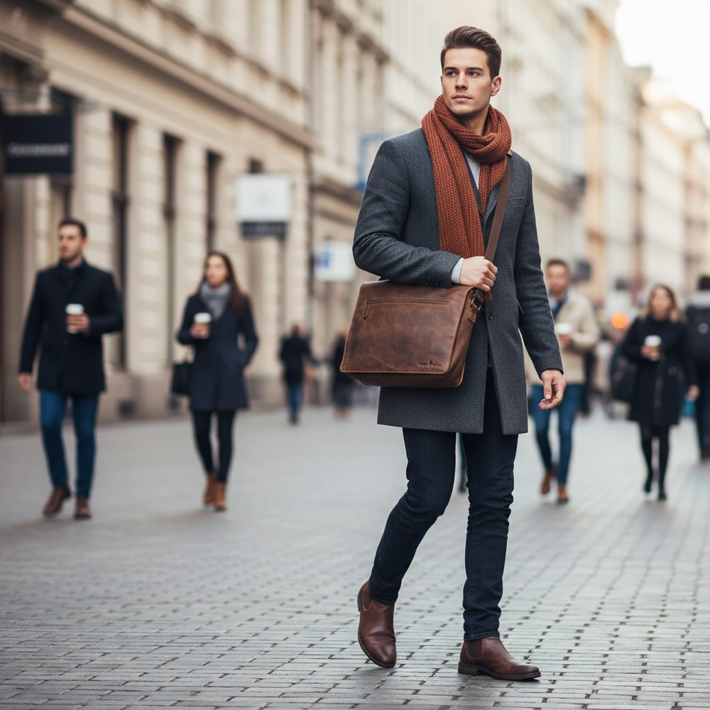 Leather Laptop Bag Berlin - Sandal - Greenwood Leather