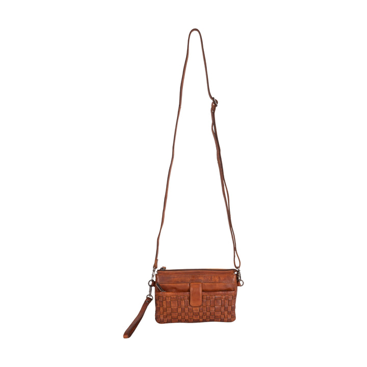 Greenwood Leather “Cherry” Woven Leather Phone Sling Bag & Clutch – Multi-Compartment Ladies Crossbody Travel Purse - Greenwood Leather