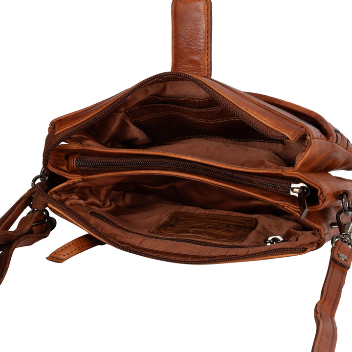 Greenwood Leather “Cherry” Woven Leather Phone Sling Bag & Clutch – Multi-Compartment Ladies Crossbody Travel Purse - Greenwood Leather
