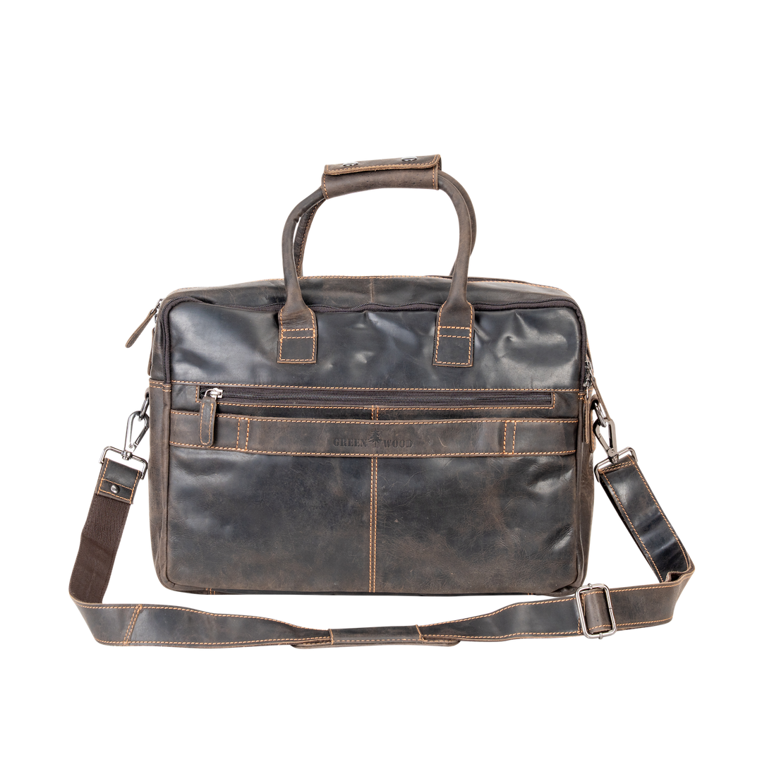 Brown Leather Laptop Bag – Peter Messenger Bag for Men, Fits 16" MacBook Pro - Greenwood Leather