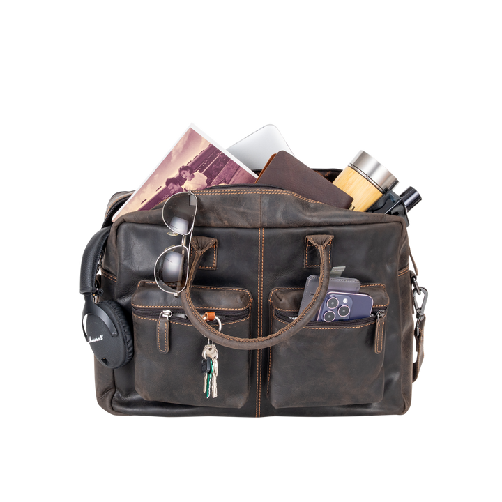 Brown Leather Laptop Bag – Peter Messenger Bag for Men, Fits 16" MacBook Pro - Greenwood Leather