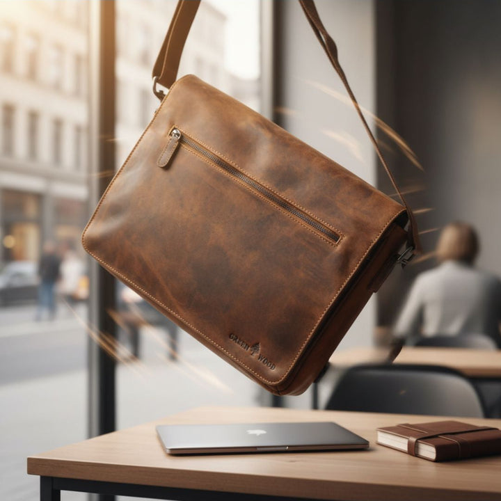 Leather Laptop Bag Berlin - Sandal - Greenwood Leather