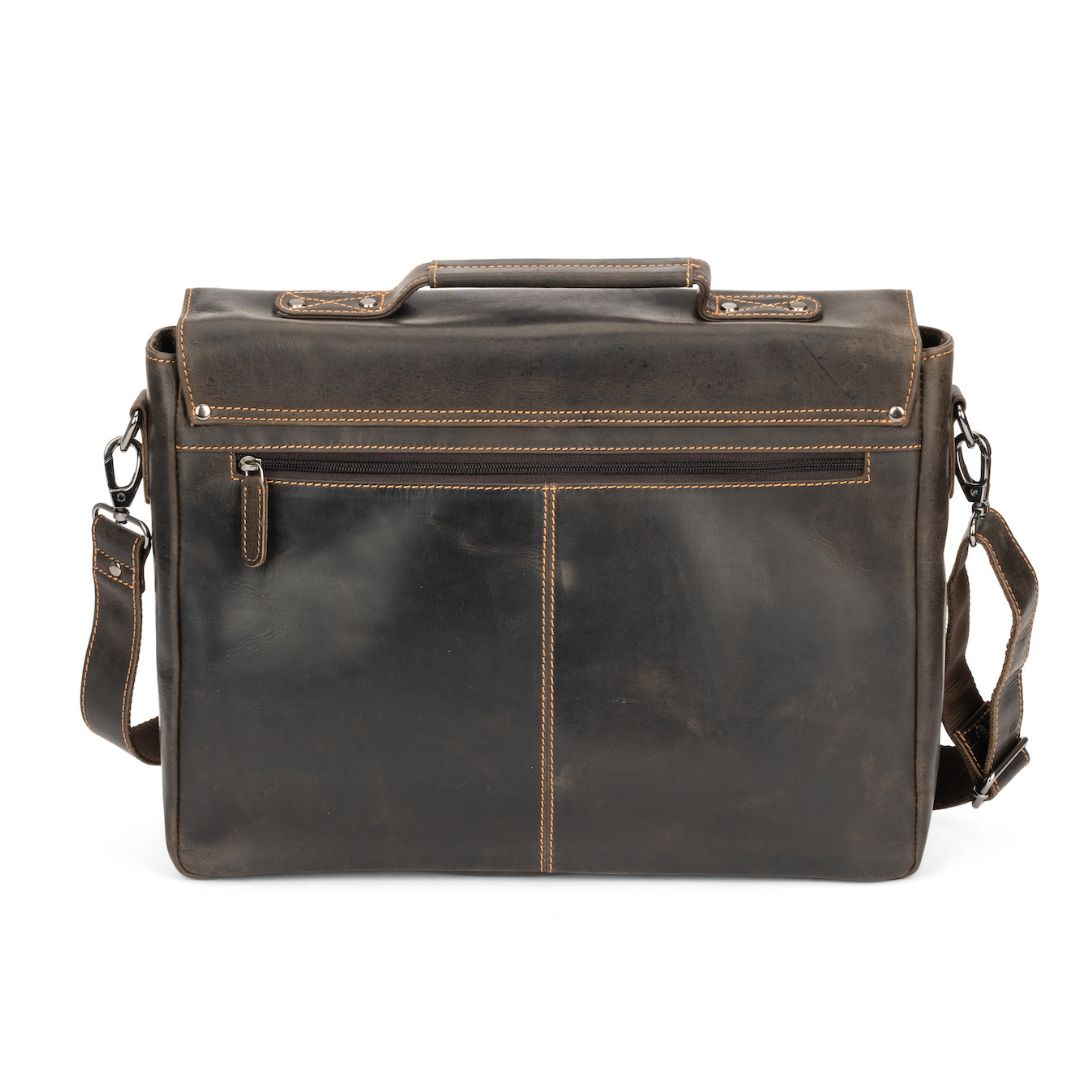 Leather Laptop Bag Portland - Brown - Greenwood Leather