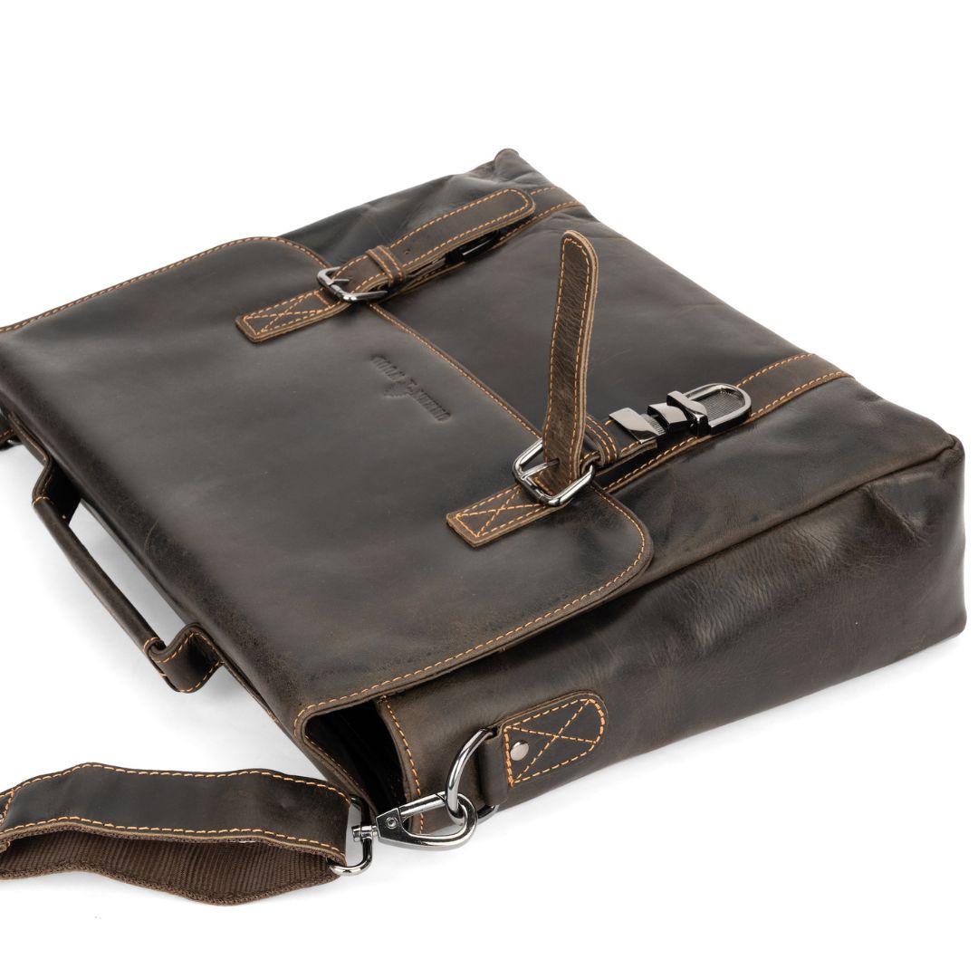 Leather Laptop Bag Portland - Brown - Greenwood Leather