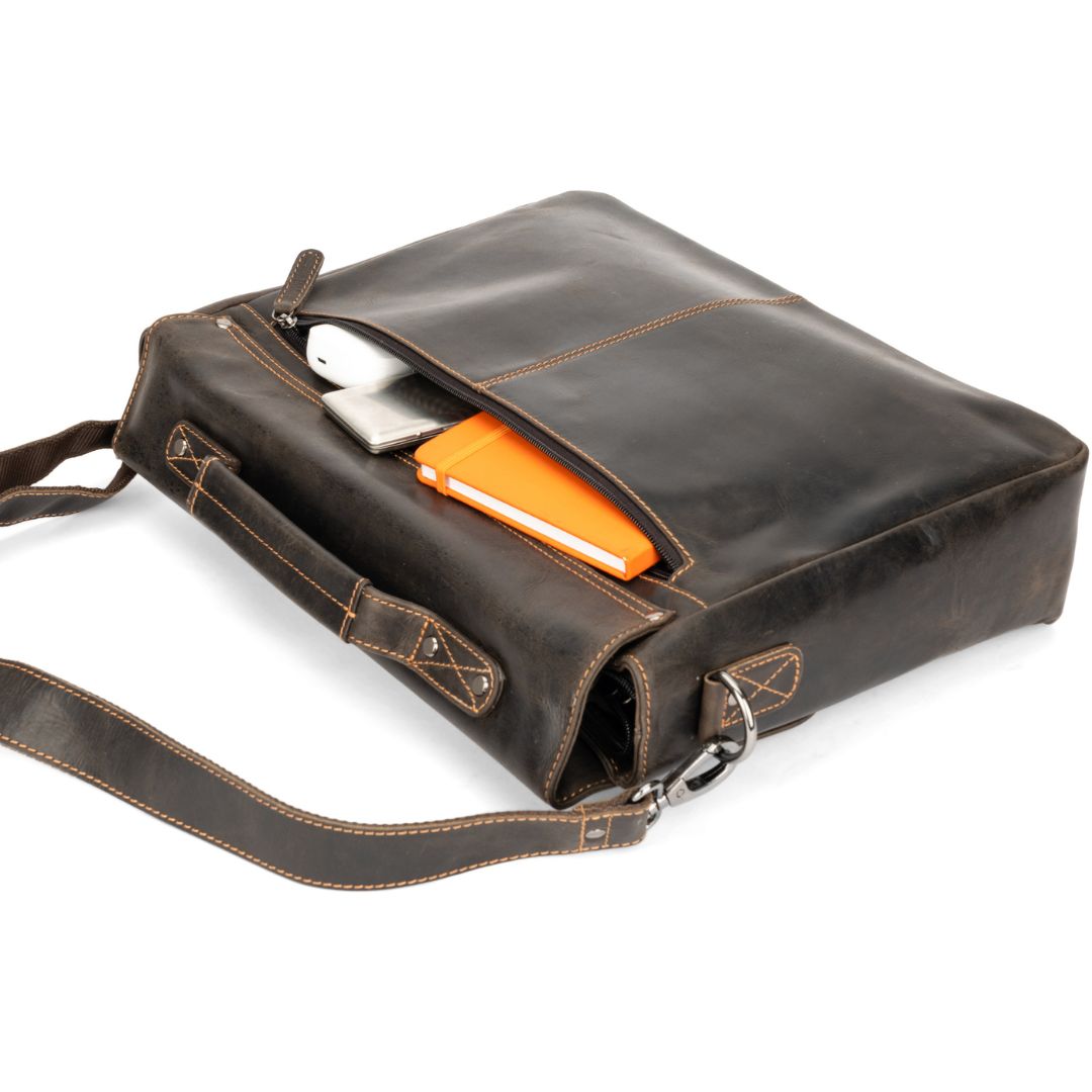 Leather Laptop Bag Portland - Brown - Greenwood Leather
