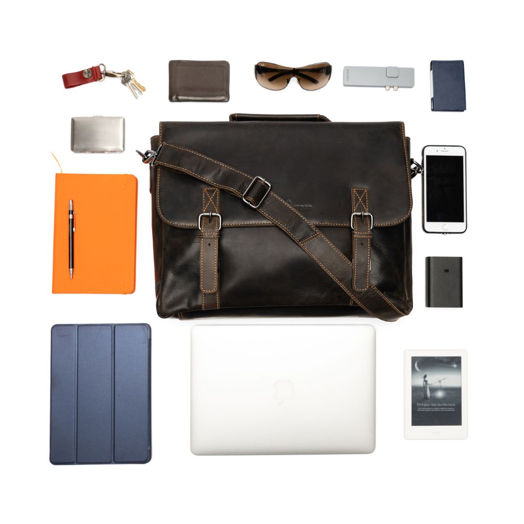 Leather Laptop Bag Portland - Brown - Greenwood Leather