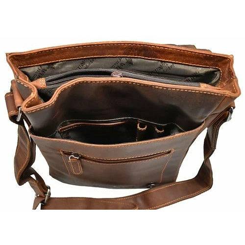 Leather Shoulder Bag Kingston - Genuine Full-Grain Leather Crossbody Shoulder Bag - Greenwood Leather