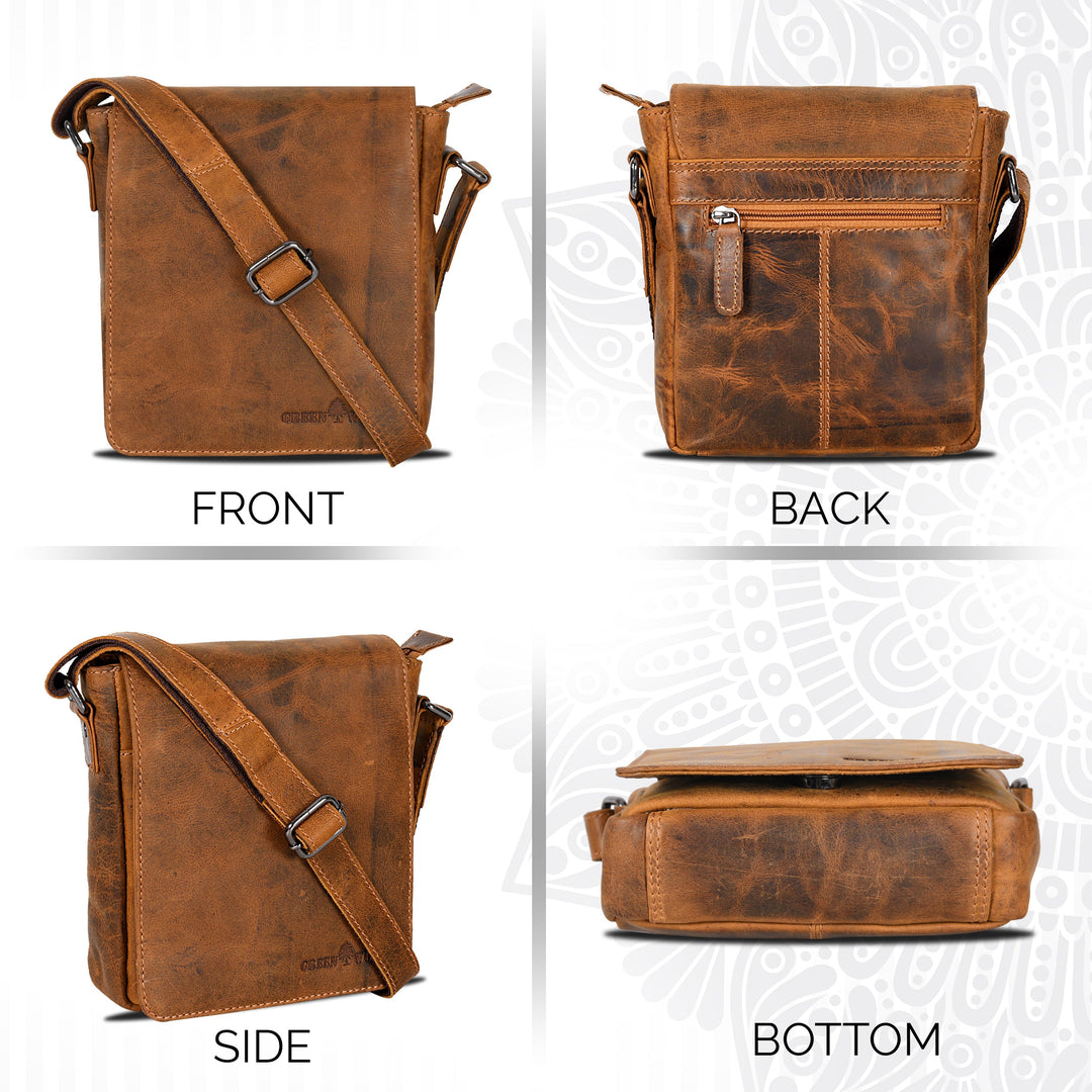 Leather Shoulder Bag Luna - Camel - Greenwood Leather