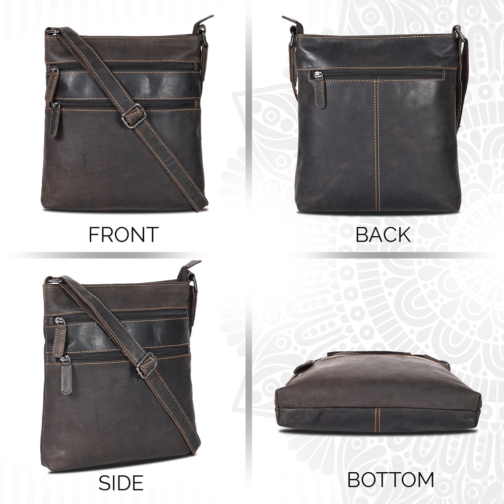 Leather Crossbody Purse Ottawa - Brown - Greenwood Leather