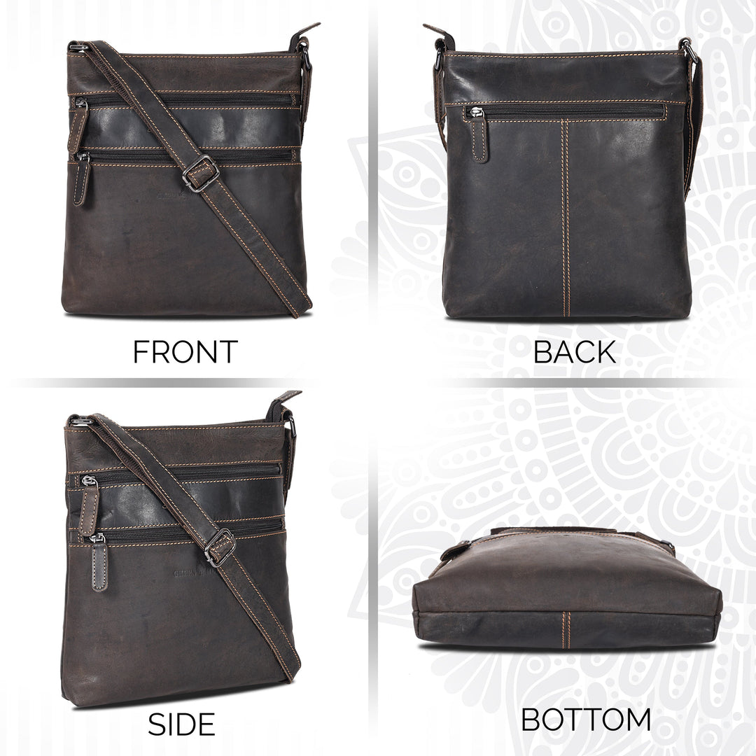 Leather Crossbody Purse Ottawa - Brown - Greenwood Leather