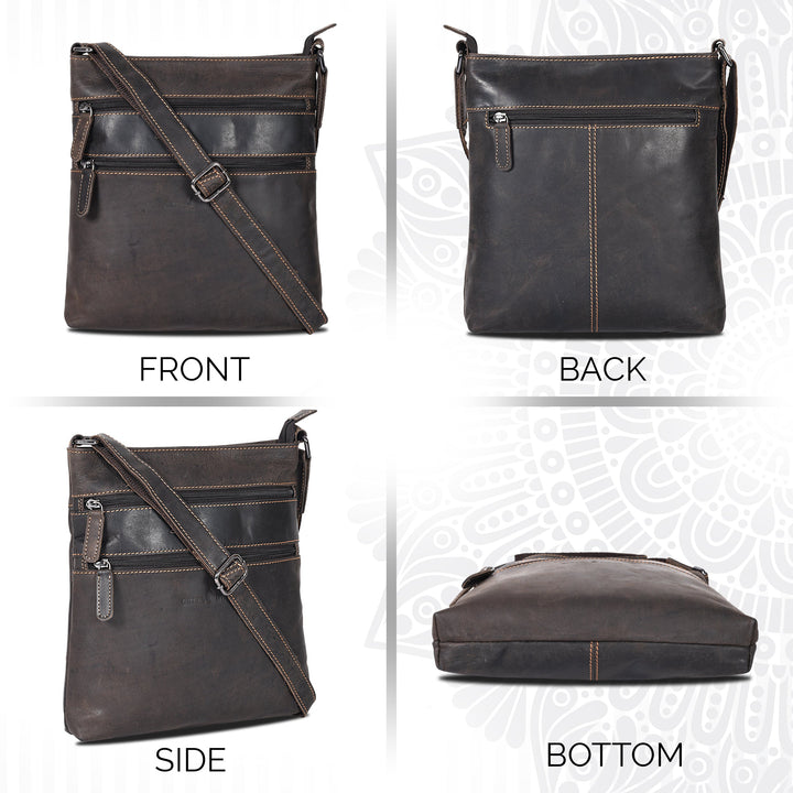 Leather Crossbody Purse Ottawa - Brown - Greenwood Leather