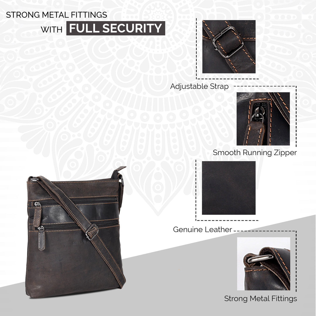 Leather Crossbody Purse Ottawa - Brown - Greenwood Leather