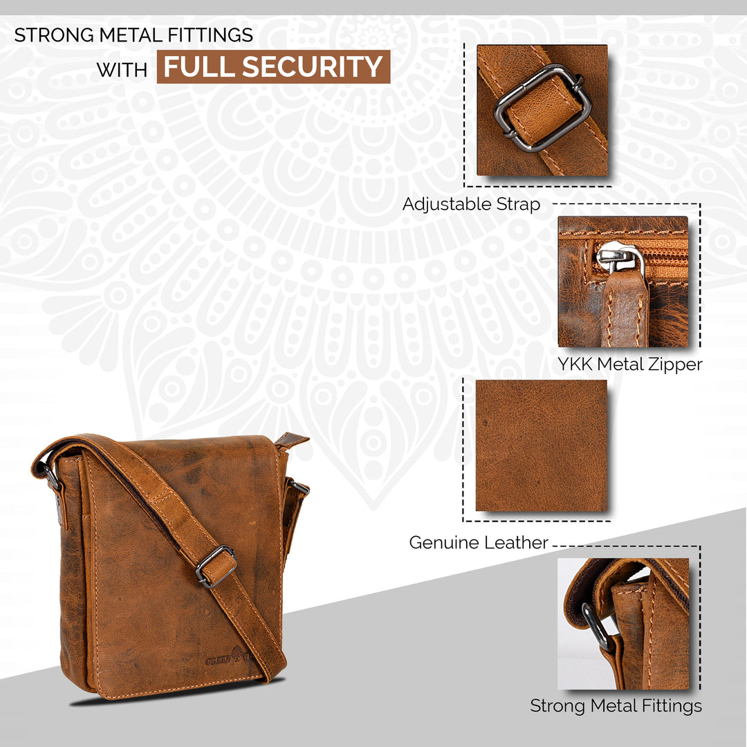 Leather Shoulder Bag Luna - Camel - Greenwood Leather