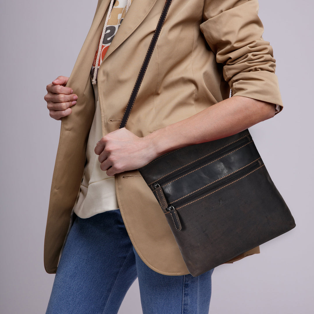 Leather Crossbody Purse Ottawa - Brown - Greenwood Leather