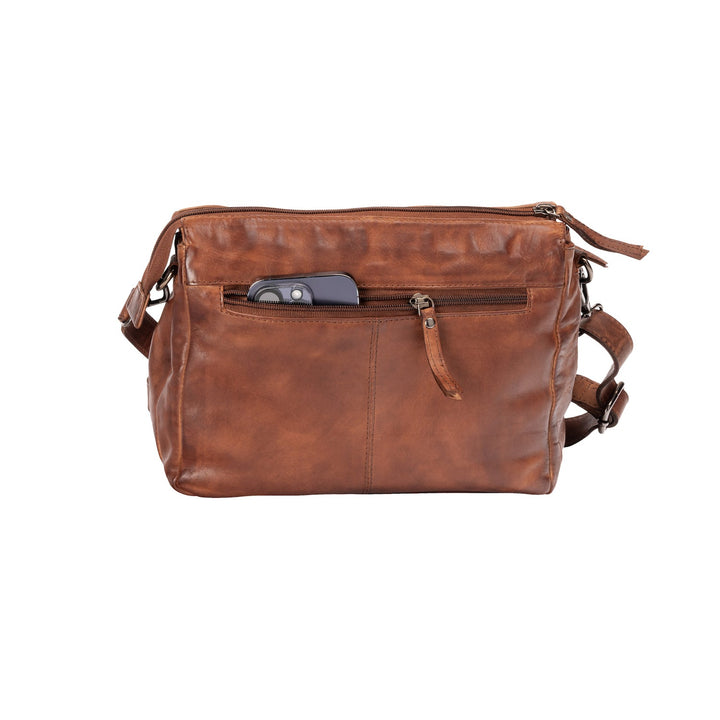 Leather Shoulder Bag June Cognac - Greenwood Leather