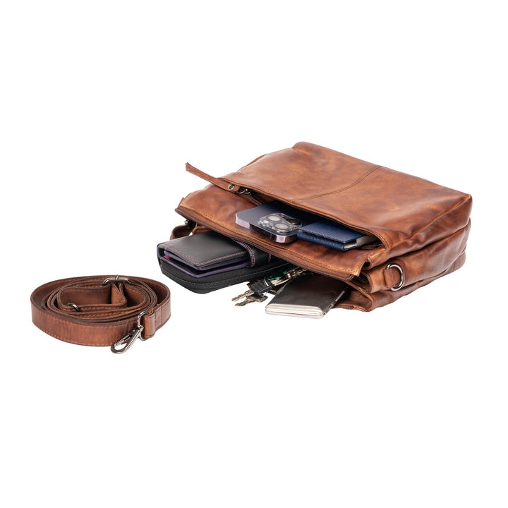 Leather Shoulder Bag June Cognac - Greenwood Leather