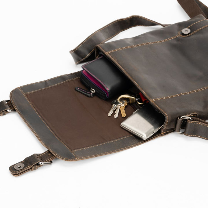 Leather Shoulder Bag Rowville - Brown - Greenwood Leather