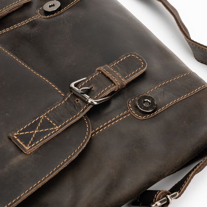 Leather Shoulder Bag Rowville - Brown - Greenwood Leather