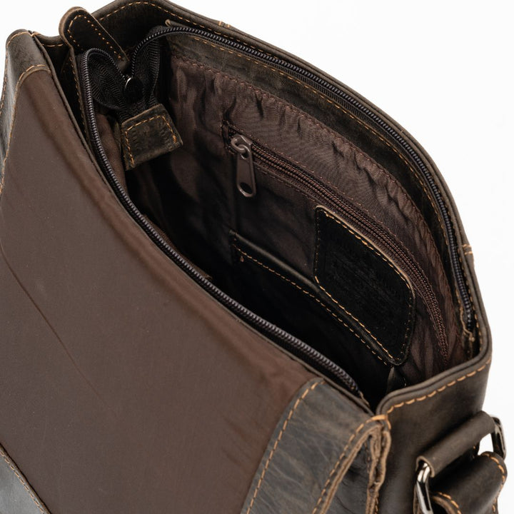 Leather Shoulder Bag Rowville - Brown - Greenwood Leather