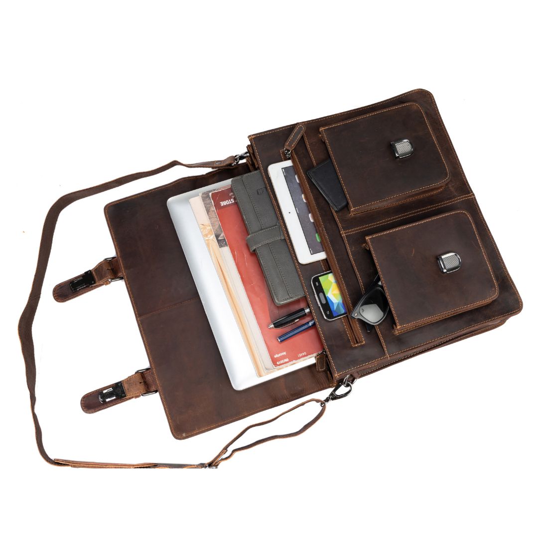 Laptop Bag/Briefcase Gerhard - Sandal - Greenwood Leather