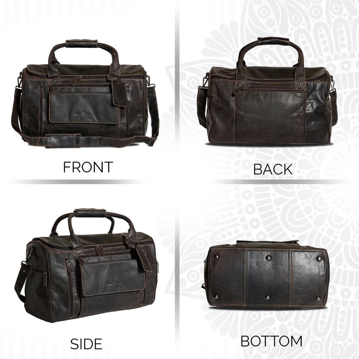 Leather Travel Bag Large Brown Regina - Vintage Look - Greenwood Leather