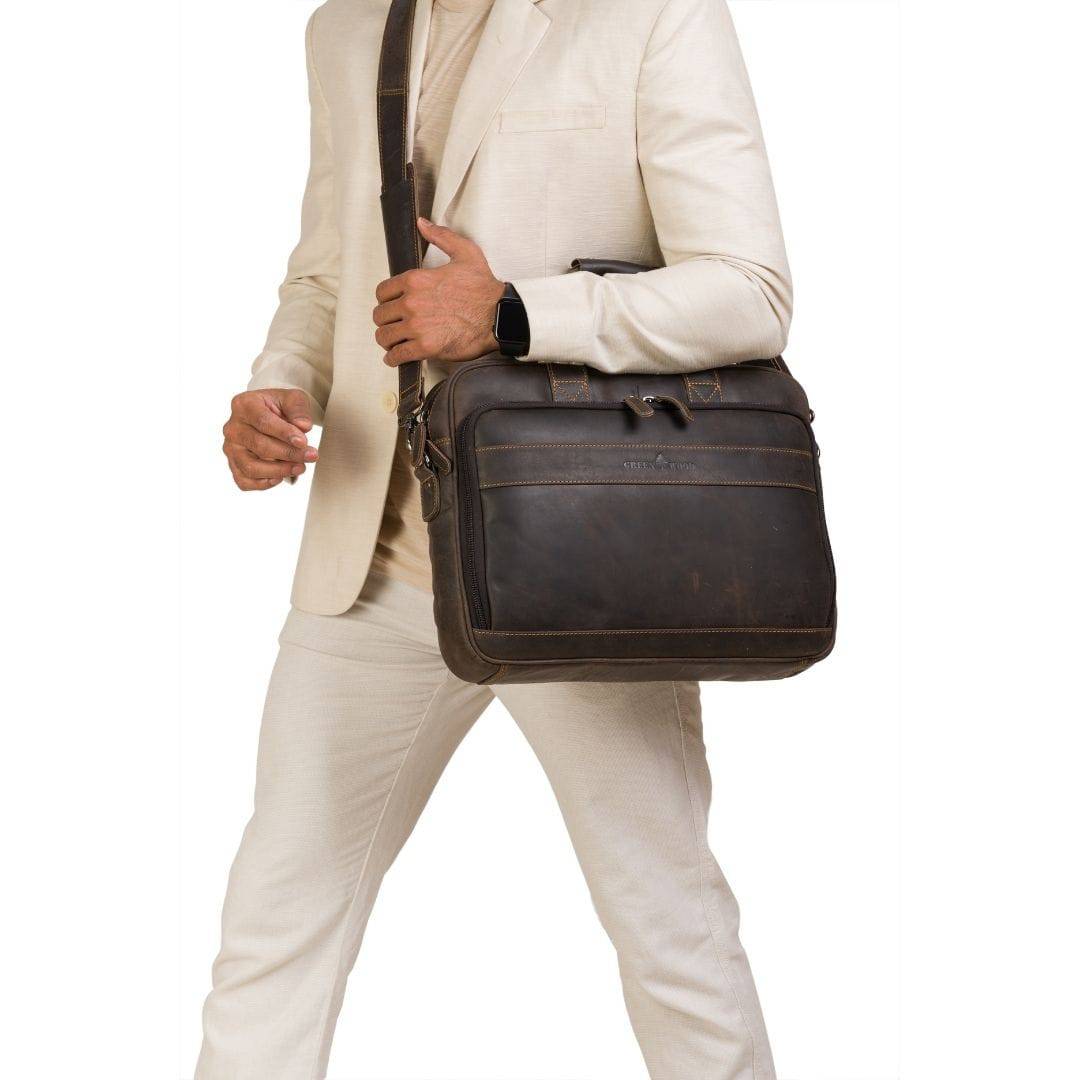 The Apollo Briefcase Brown - Greenwood Leather