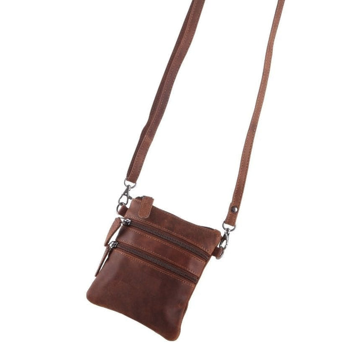 Leather Sling Bag Kempsey - Sandal, Brown - Greenwood Leather