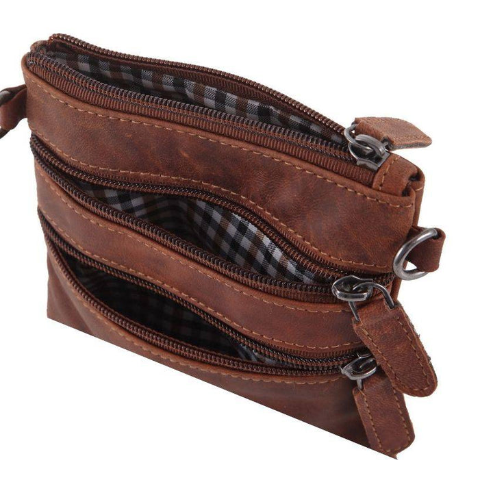 Leather Sling Bag Kempsey - Sandal, Brown - Greenwood Leather