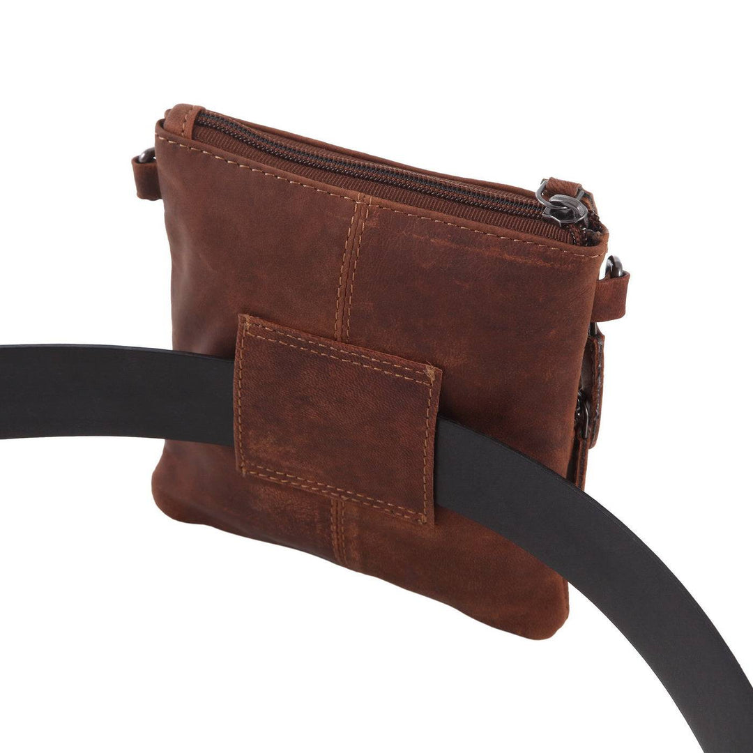 Leather Sling Bag Kempsey - Sandal, Brown - Greenwood Leather