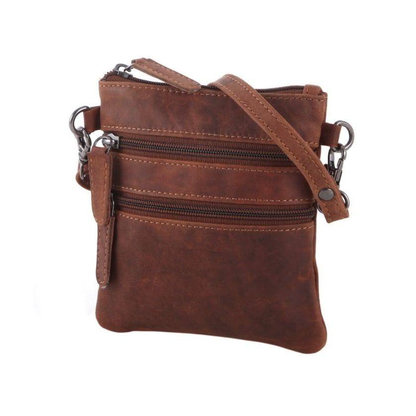 Leather Sling Bag Kempsey - Sandal, Brown - Greenwood Leather