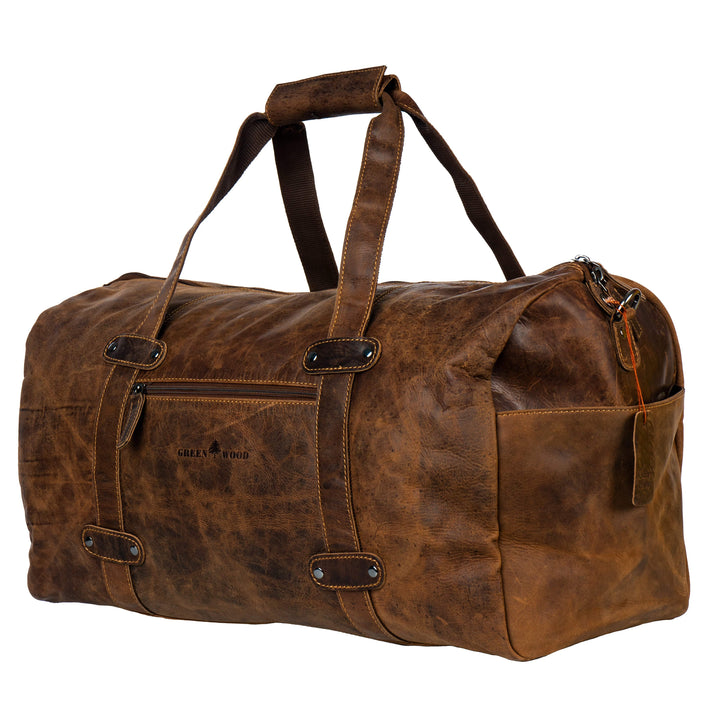 Weekender Bag Montreal – Classic Full-Grain Leather Travel Duffle - Sandal - Greenwood Leather