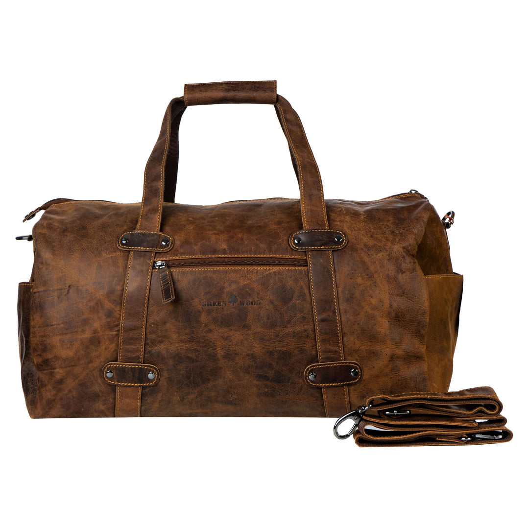 Weekender Bag Montreal – Classic Full-Grain Leather Travel Duffle - Sandal - Greenwood Leather